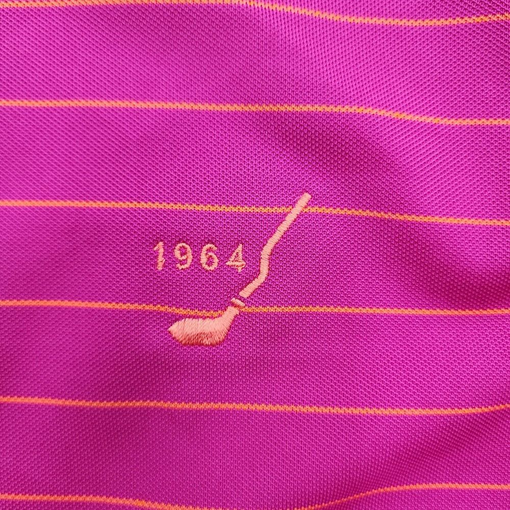 Fennec Golf Polo Men's L Large Pink Striped Performance Button Shirt - Picture 6 of 9